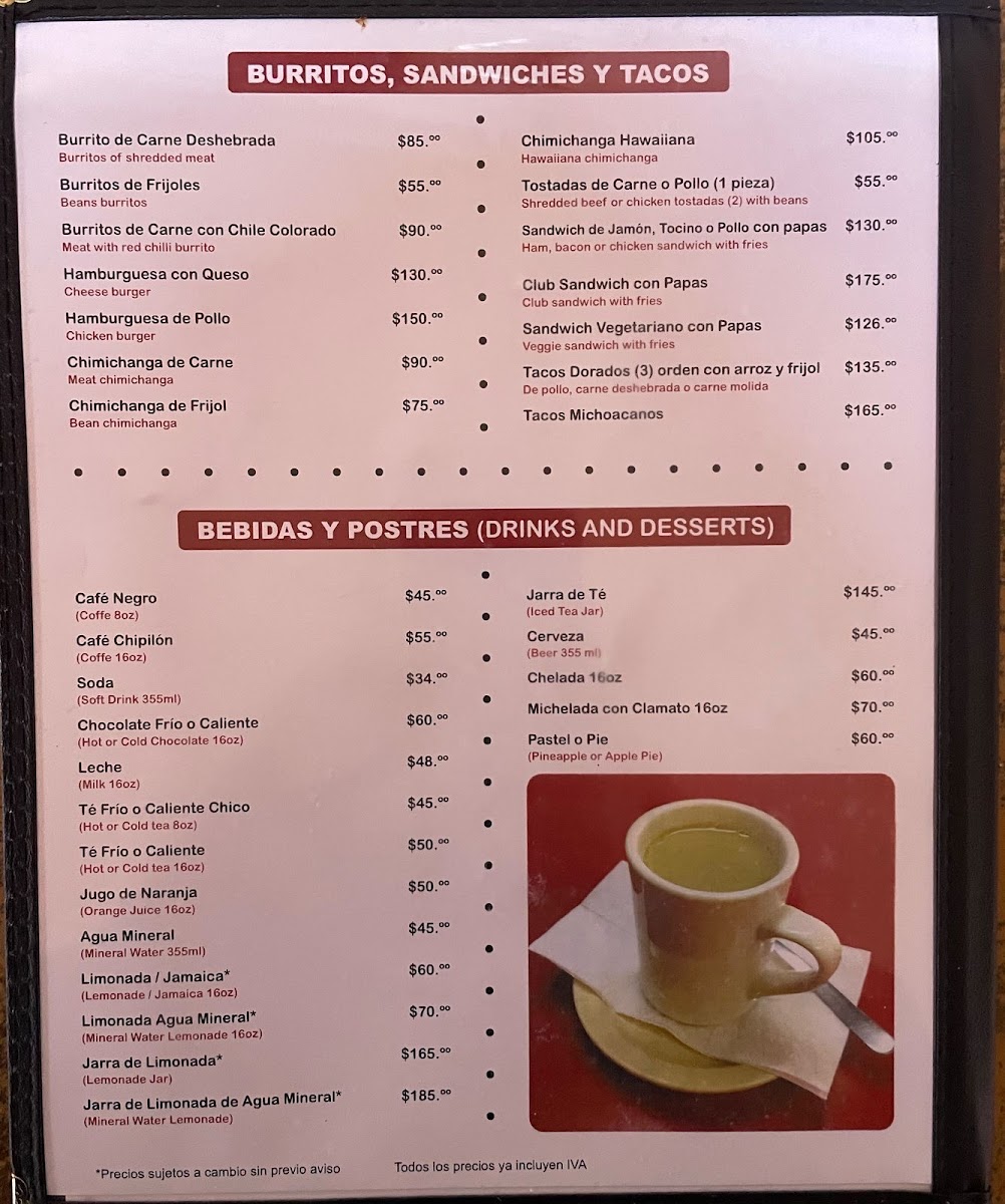 El centro cafe Menu - Image 1